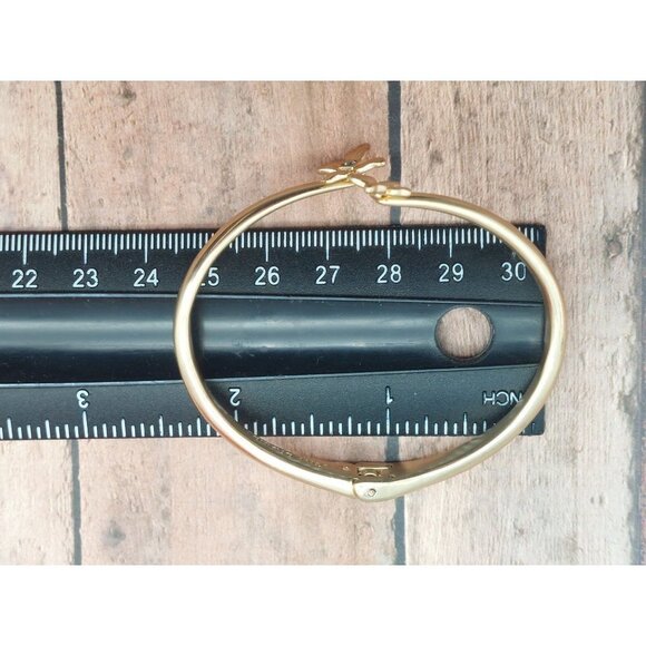 Lucky Brand Brushed Gold Tone Cuff  Bangle Bracelet Hinged Butterflies Crystal - Picture 11 of 11
